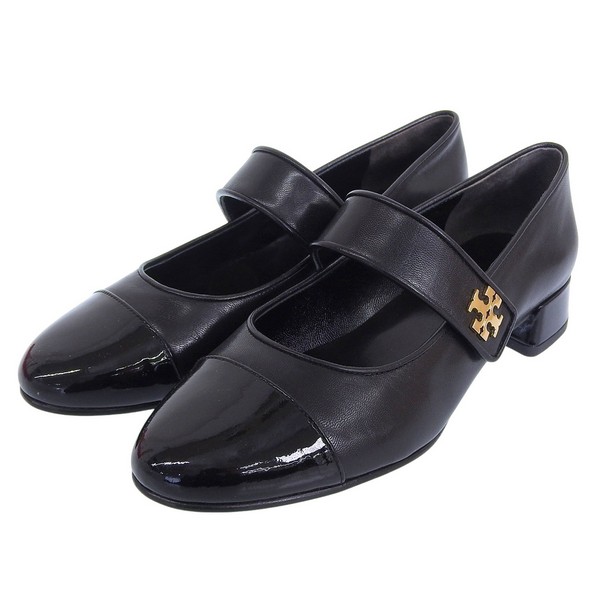トリーバーチ 靴 レディース パンプス アウトレット 23.5cm レザー ブラック CAP-TOE MARY JANE HEEL BALLET 25MM C-WIDTH 161781-004235