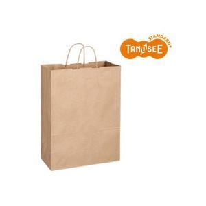 （まとめ）TANOSEE 手提袋 丸紐 茶無地/特大 50枚入x6パック