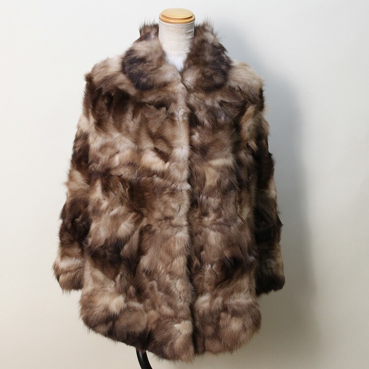 マーテン ジャケット風 ファー ケープ ナチュラルカラー 送料無料 レディース ギフト プレゼント