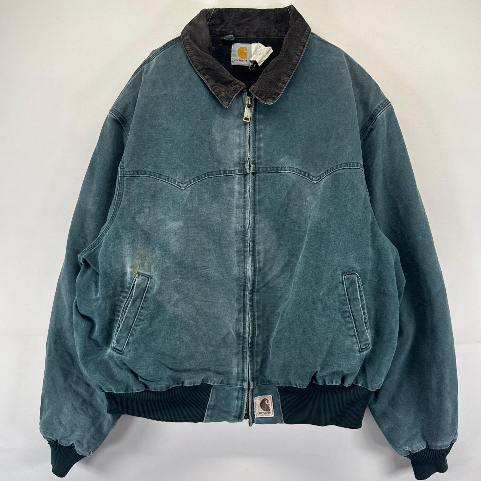 古着 ジャケット フルジップ ワンポイント サンタフェジャケット ダック ワーク ブルー系 メンズ
