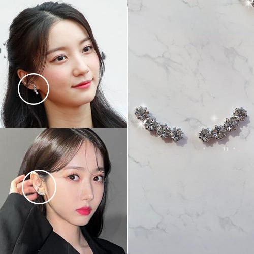 [ビビジ シンビ 着用ピアス] Simple Wing Earrings (Silver) 韓国ファッションジュエリー 韓国人気アイドルアクセサリー 韓国ジュエリー デイリーアクセサリー