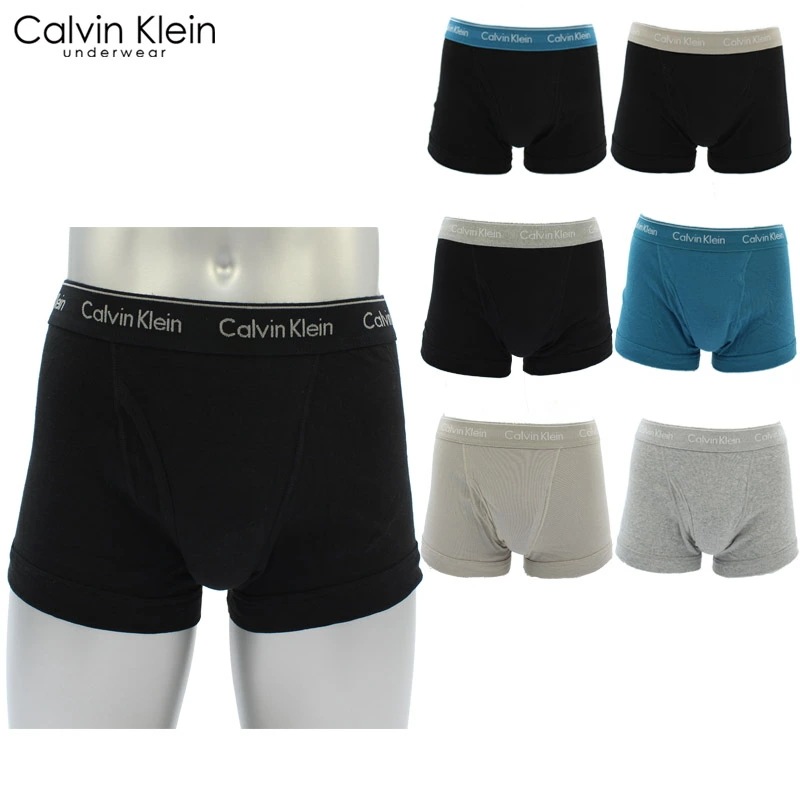 カルバンクライン 3枚組 コットン クラシックス トランクス(Cotton Classics 3Pack Trunk ) 3枚セット アンダーウェア メンズ 男性下着[AA]