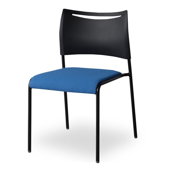 4本脚ミーティングチェア ブラックフレーム 布張 ブルー LTS-4-B-F-BL 1脚 メーカー直送