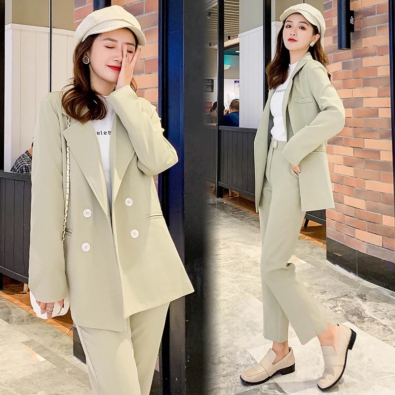 スーツセット レディーススーツ 2点セットアップキレイめ　シンプルOL通勤長袖