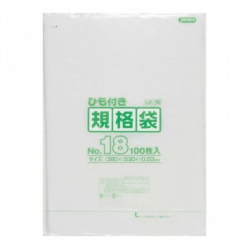 ジャパックス LD規格袋 厚み0.030mm No.18 ひも付き 透明 100枚5冊3箱 LK18