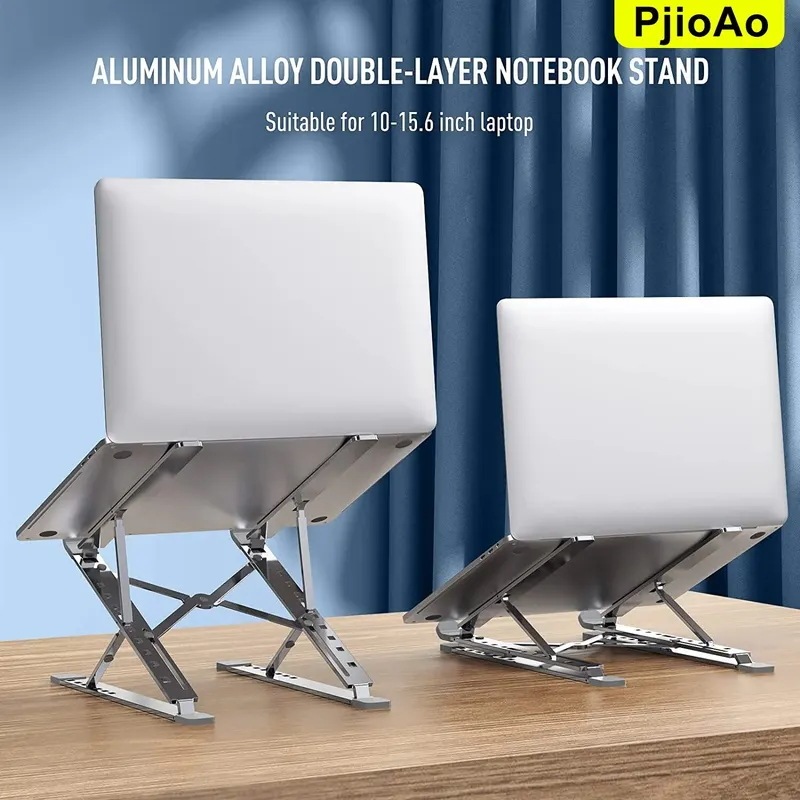 Pjioaoノートパソコンスタンド二重層多角度調節可能13-15.6インチノートに適したアルミニウム合金素材