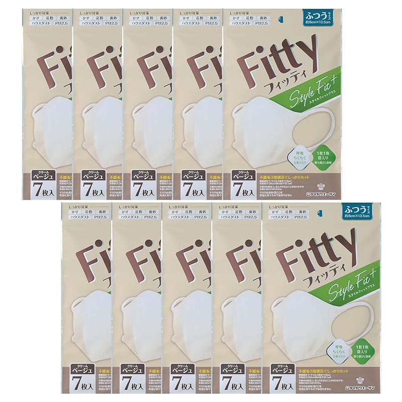 【まとめ買い】フィッティ スタイルフィットプラス 立体 クリームベージュ ふつう 7枚入 10個セット 5,208円