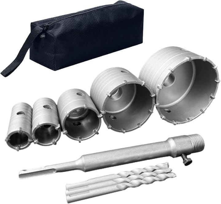 超硬 コンクリート ドリル セット ホルソー ホールソー ロング sdsプラス(5点(30mm 35mm 50mm 75mm100mm)， ホルソーセット+ソフトケース))