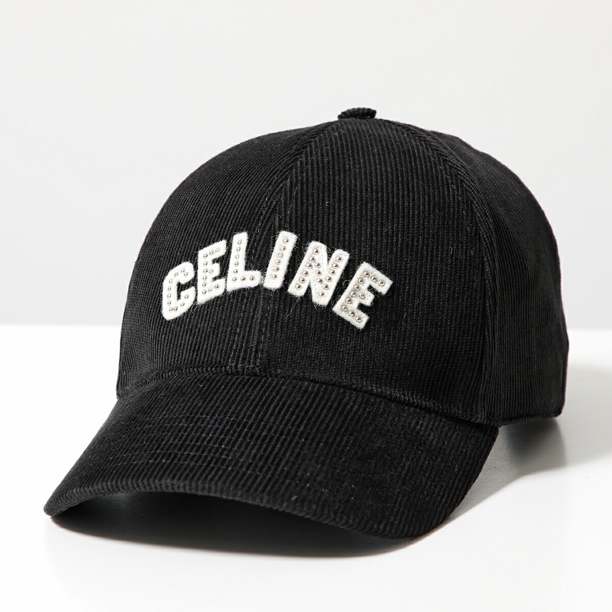 CELINE セリーヌ ベースボールキャップ 2AUX3580W.38NO レディース ロゴ コーデュロイ スタッズ 帽子 ブラック