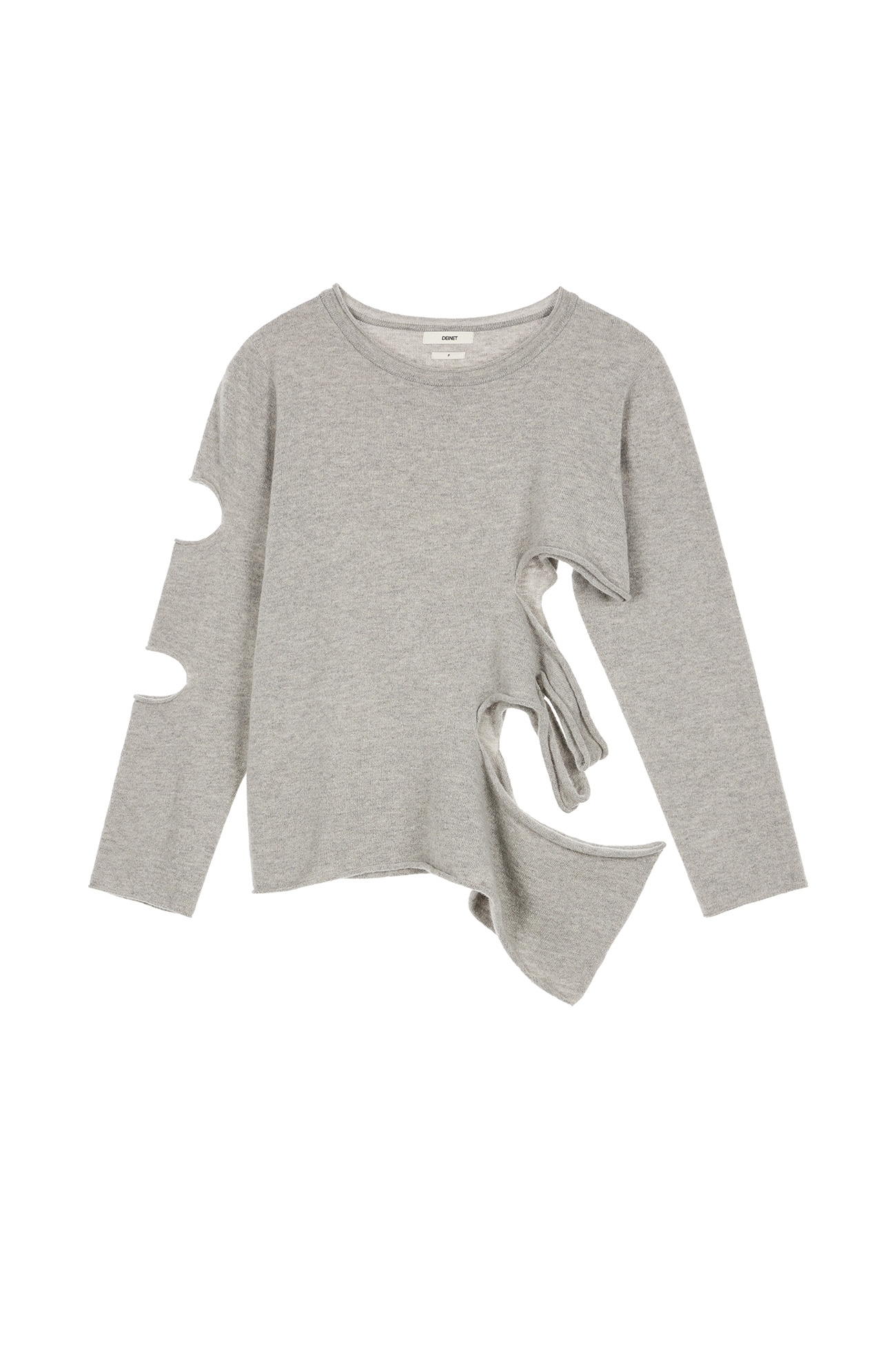 【DEINET】 UNBALANCE HOLE KNIT : GREY