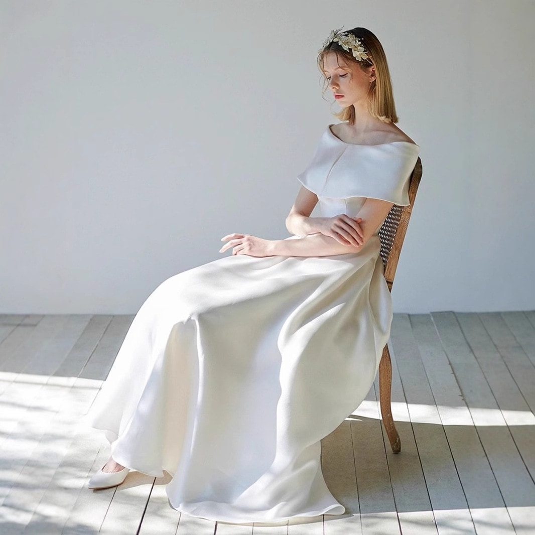 可愛いパフスリーブ ホワイトドレス パーティー フォーマル イブニングドレス 演奏会 ウェディング 発表会 同窓会 披露宴 結婚式