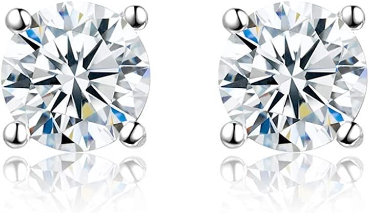 モアサナイト ピアス 両耳用 一粒 1カラット 6.5mm シルバー925 S925(1カラット)