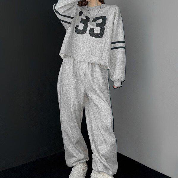 (SET)裏起毛ナンバリングパフセット 冬 女性 裏起毛セット