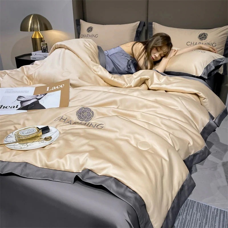 【急速出荷!】寝具 アイスシルクのの掛け布団4ピース涼感エアコン掛け布団シングル