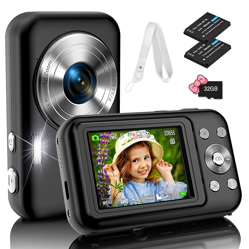 Bofypoo デジタルカメラ デジカメ Micro SDカード付属 長いストラップ付き 4400万画素 HD1080P録画 16倍ズーム 2.4インチIPSスクリーン ビデオ録画 ウェブカメラ 多機