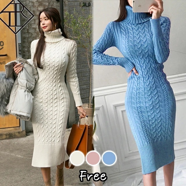 【即納】ワンピース レディース ニットワンピース 秋冬 ロングワンピース 長袖 秋 ニット ワンピース 大きいサイズ ワンピース ひざ丈 タイトニット タートル ネック 大人可愛い かわいい おしゃれ 5,669円