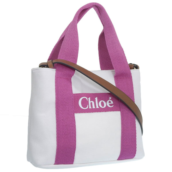 クロエ バッグ レディース ショルダーバッグ 2WAY トートバッグ コットン ホワイトピンク クロエキッズ Chloe KIDS C20046-117