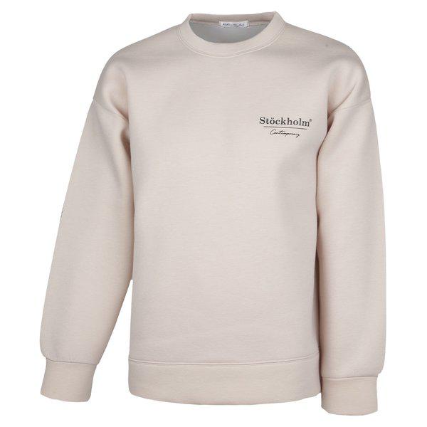 男性用ルーズフィットストックネオプレンマンツーマンTシャツ RB-TSA-Q009-ベージュ