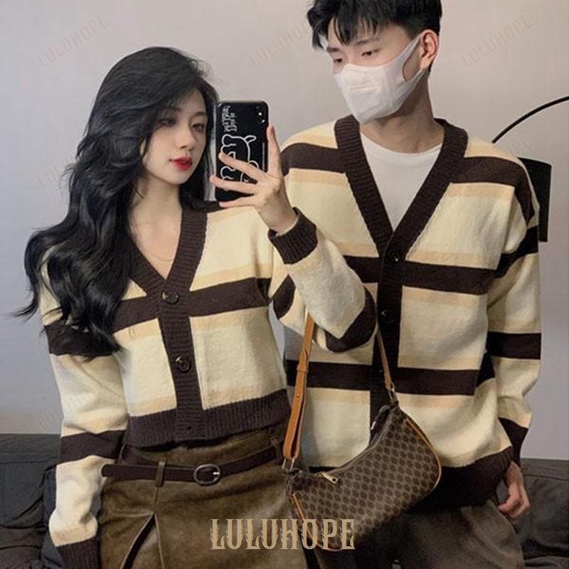 カーディガン セーター ペアルック メンズ レディース お祝い プレゼント ニット ベージュ 秋冬 カップル 恋人 親友 友達 姉妹 可愛い 暖かい トップス 旅行