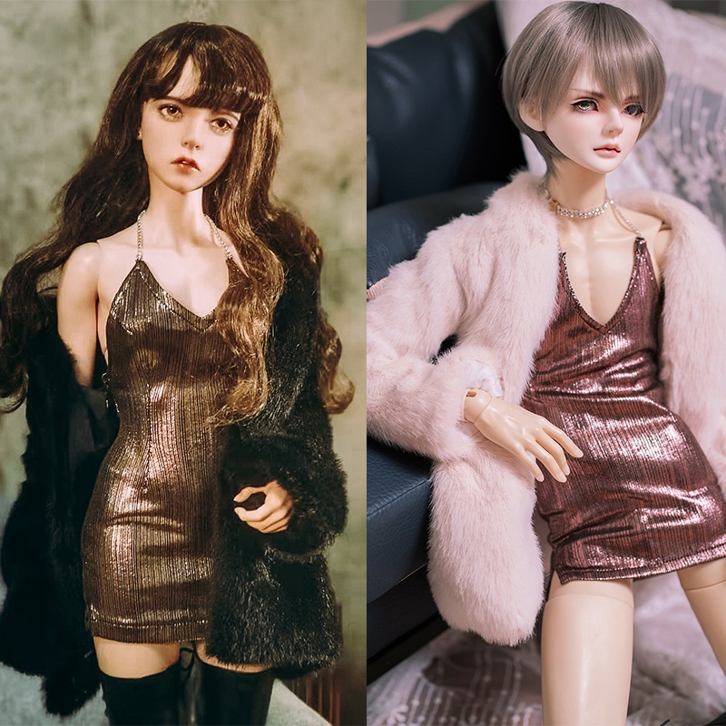 BJDドール用衣装セット ドール服 ファージャケット＋ワンピース 70cm/SD/MSDサイズ人形用