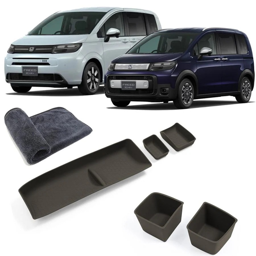 フリード GT系 クロスター パーツ 運転席 助手席 オープントレイマット 5P 選べる2カラー タオルおまけ 収納マット ラバーマット 滑り止めマット カスタムパーツ