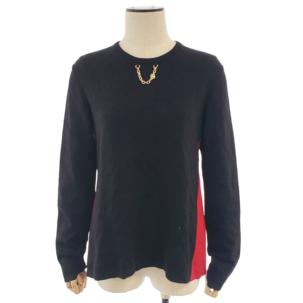 エンボス モノグラム ニットプルオーバー Lサイズ ニット ブラック/180348【中古】