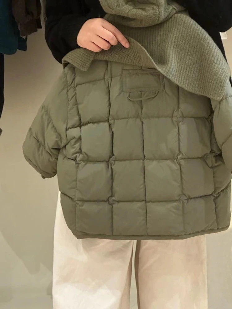 女の子2025冬新作かわいい優しい雰囲気のダウンジャケット子供向け厚手保温ひし形格ダウンジャケット女の子ファッションジャンパーコートジャケット