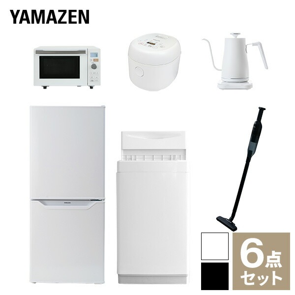 【新生活応援セット】 家電セット 一人暮らし 新生活家電 6点セット 新品 (6kg洗濯機 106L冷蔵庫 オーブンレンジ 炊飯器 温調ケトル 軽量クリーナー)