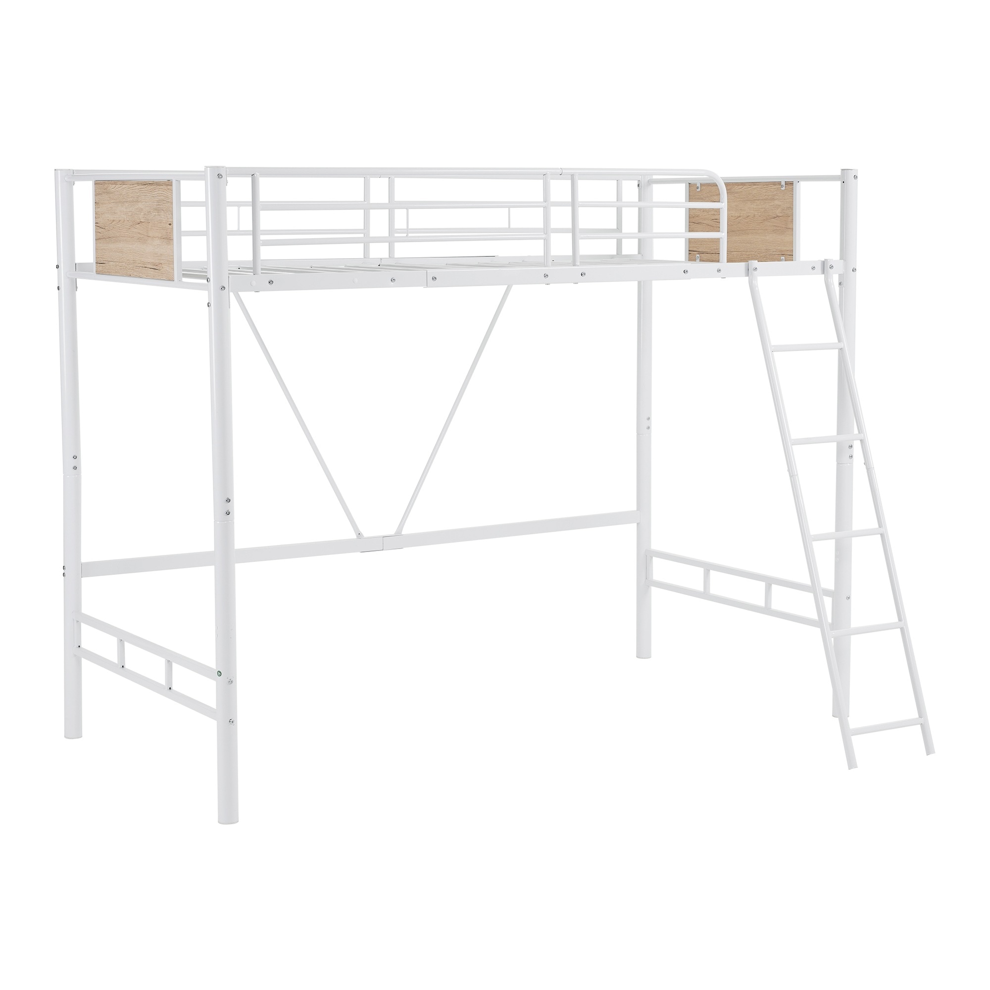 【本日限り激安SALE】【新品】ホワイトシングルロフトベッド木パイプベッド子供部屋送料無料収納スチール北欧風ベッド耐震SDG【国内即発送!送料無料！】