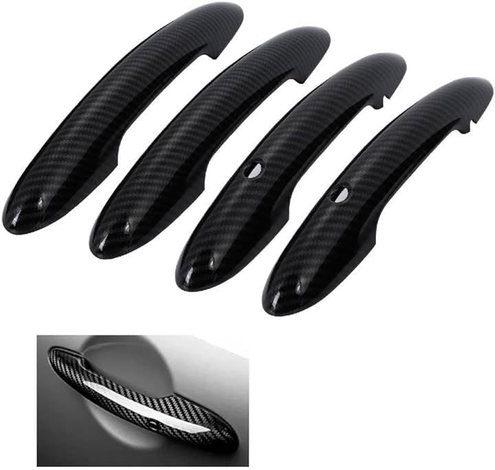 BMW ミニクーパー 5ドア車 適合 ドアハンドル カバー ハンドルカバー 専用設計 コンフォートアクセス用穴有 スマートキー クラブマン ハッチバック 4個セット( カーボン調)