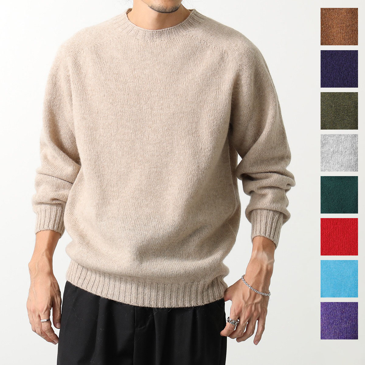 Harley of Scotland ハーレーオブスコットランド ニットセーター Crew Neck Sweater M2474/7 メンズ ウール クルーネック 丸首 長袖 カラー12色