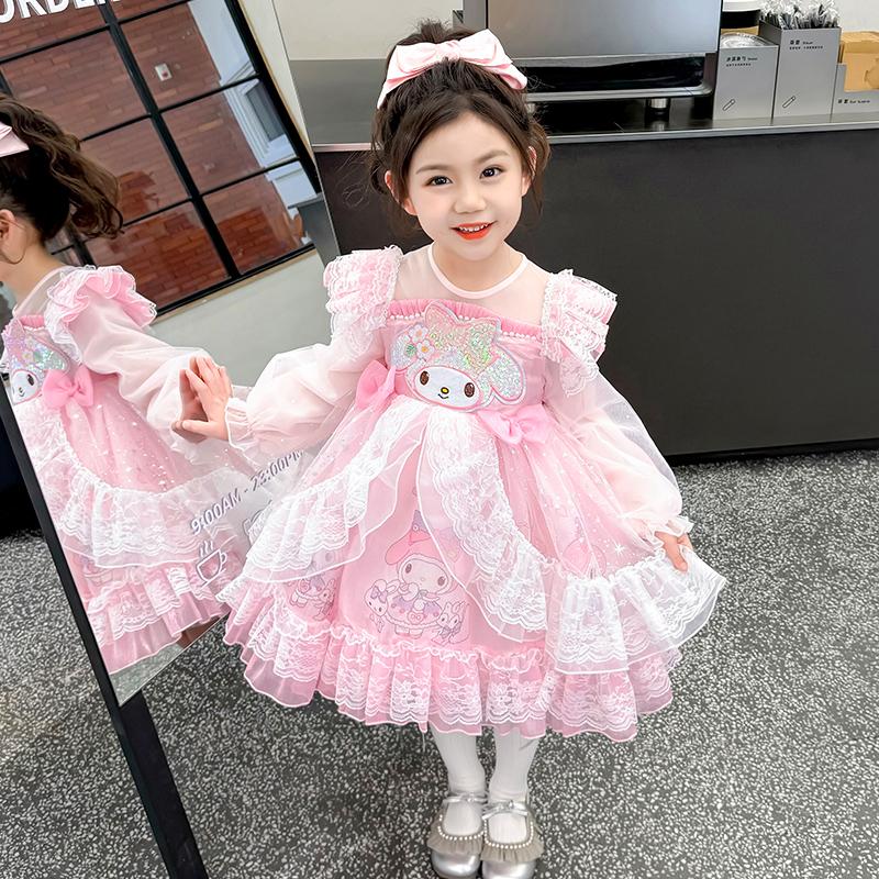 子供服ロリータ王女スカートMelody サンリオ 春新作長袖玉桂犬誕生日ドレス蓬蓬蓬スカート目玉商品～超人気