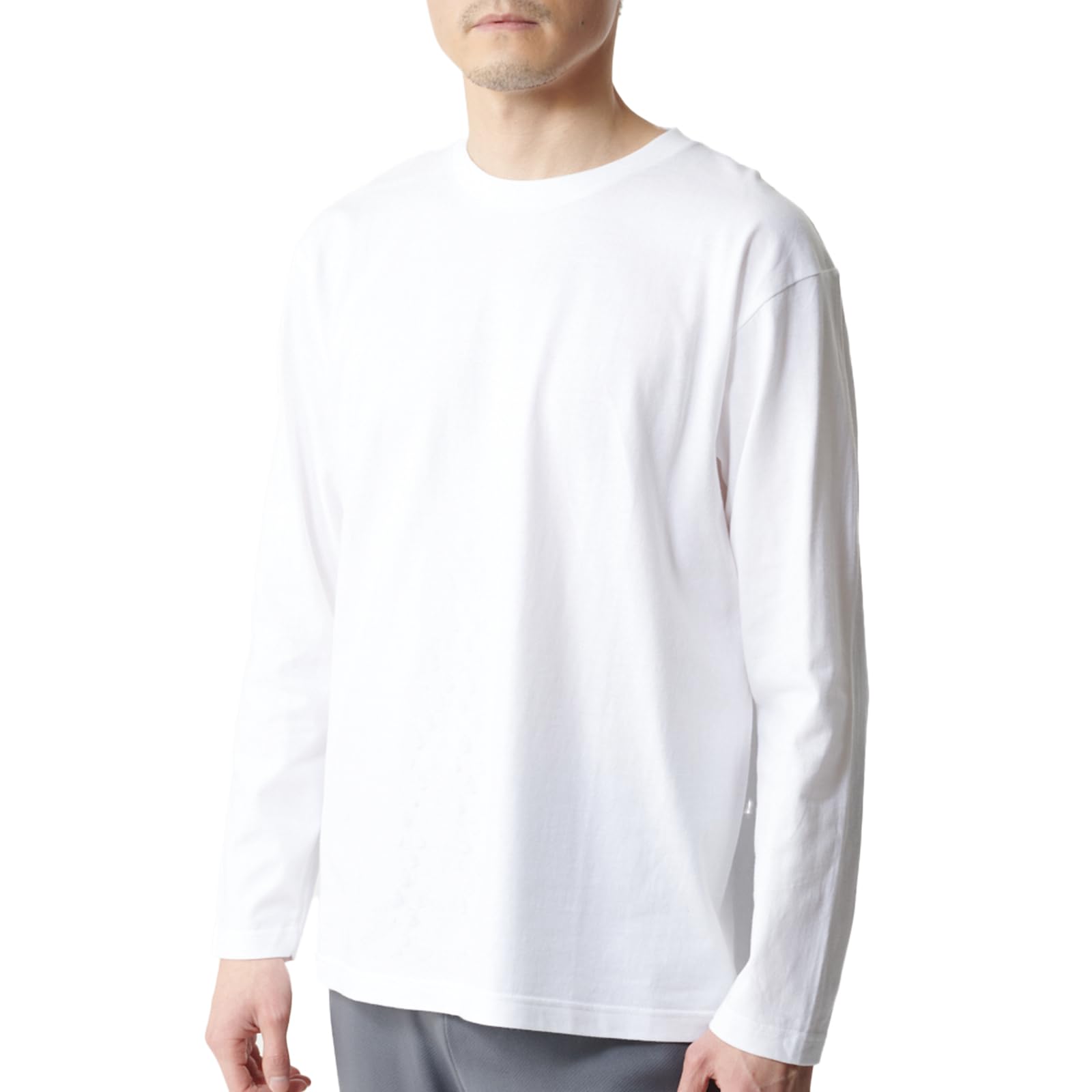 [リライブシャツ] 男女兼用 長袖シャツ プリントタイプ 丸ネック 綿 3L(身長180～) ホワイト