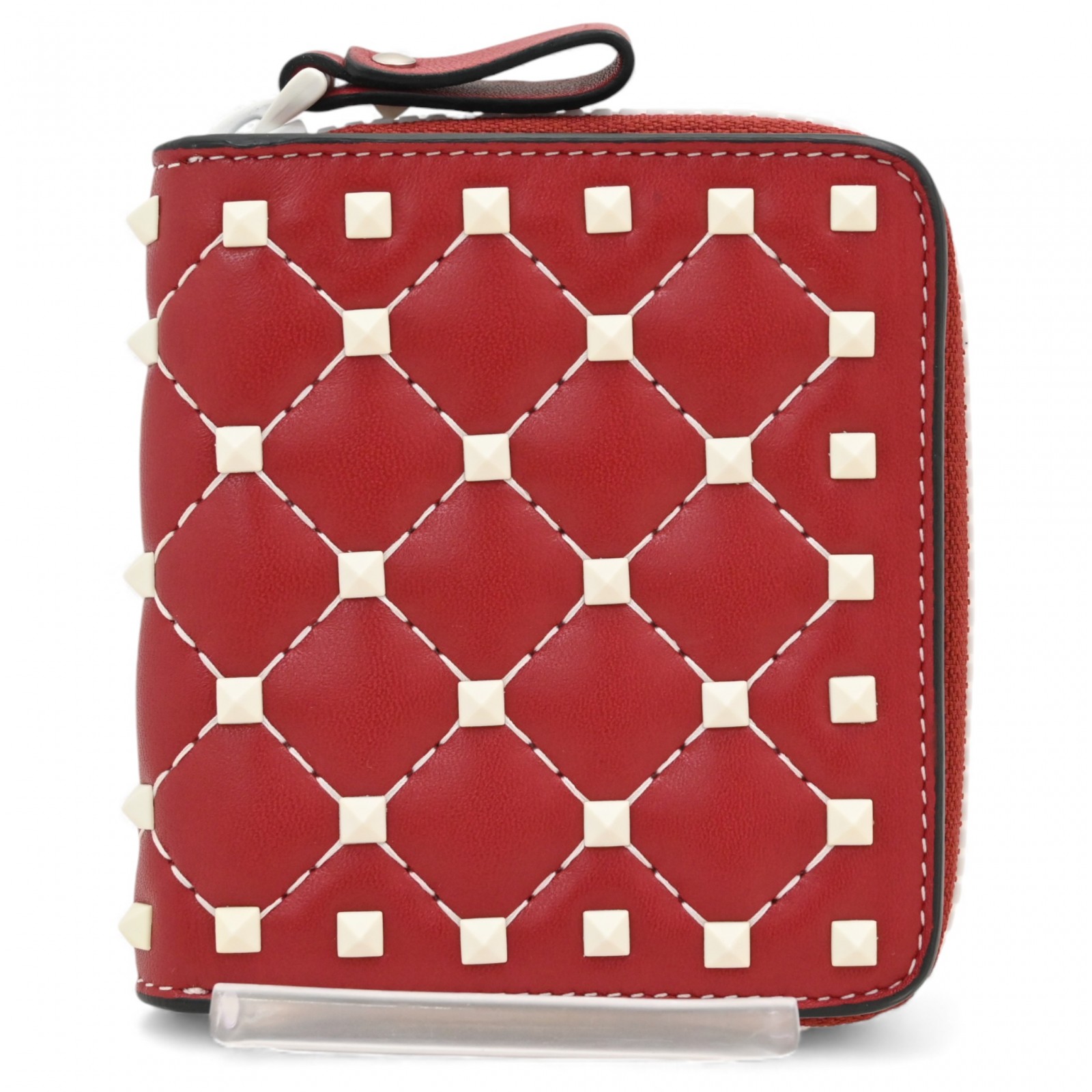 バレンティノ ロックスタッズ コンパクトウォレット 二つ折り財布 Aランク va5516eh