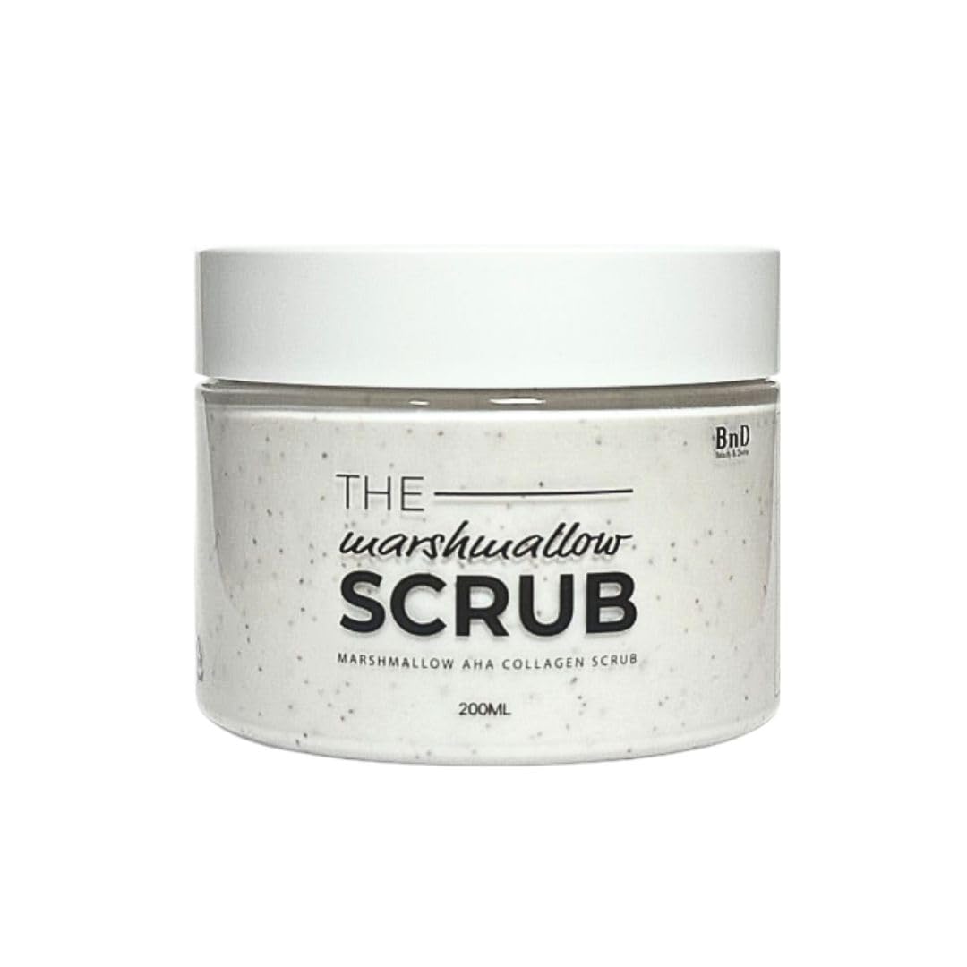 BnD マシュマロ コラーゲン AHA スクラブ 200ｇ 大容量/顔 洗顔 デリケートゾーン黒ずみ 角質 ケア ボディスクラブ ベビーパウダーの香り