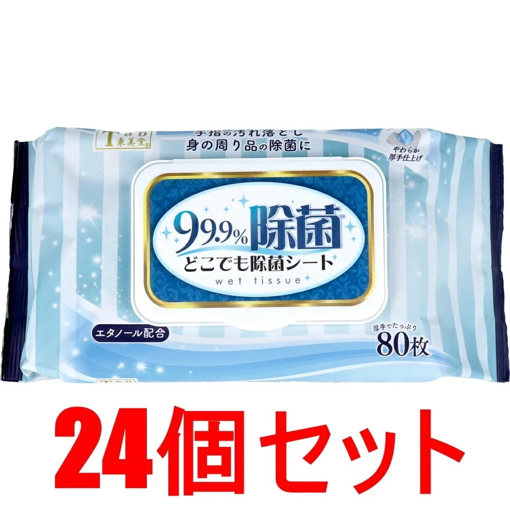 99.9%除菌 どこでも除菌シート 80枚入×24個セット ケース販売