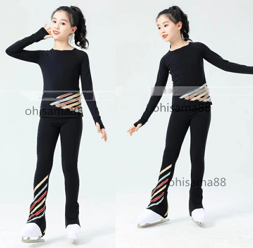 注目商品フィギュアスケート衣装 ストレッチ アイスダンス スケートウエア キッズ アイススケート 2点セット 上着 ズボン 美しい 練習着 女の子 大人 アイスフィギュアスケート スケート 競技 ステ