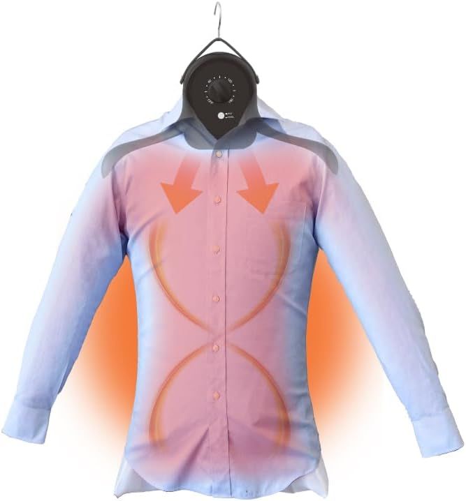 衣類乾燥機 小型 ハンガー型 温風乾燥 シワを伸ばすハンガー型乾燥機「アイロンいら～ず」 (ブラック)