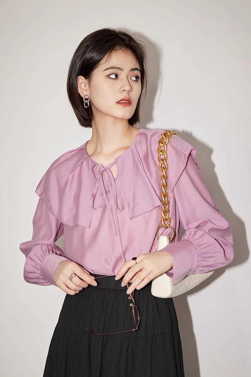 春 夏 雰囲気 フィルター シャツ 襟 デザイン 通勤 長袖 トップス 個性的 トップス シャツ ブラウス 袖あり 長袖 襟付き かわいい 大人可愛い シンプル 大人 上品 おしゃれ お洒落