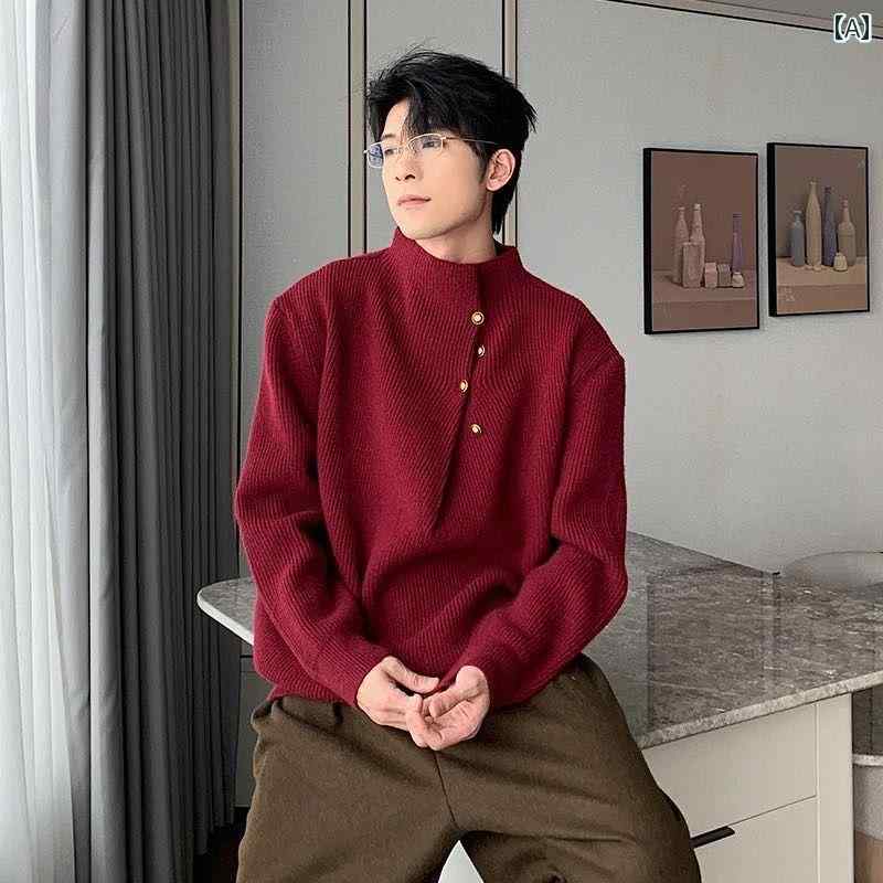 セーター メンズ ニット トップス 冬 暖かい ファッション カップル 冬 トレンディ ニット レトロ タートルネック プルオーバー トップス