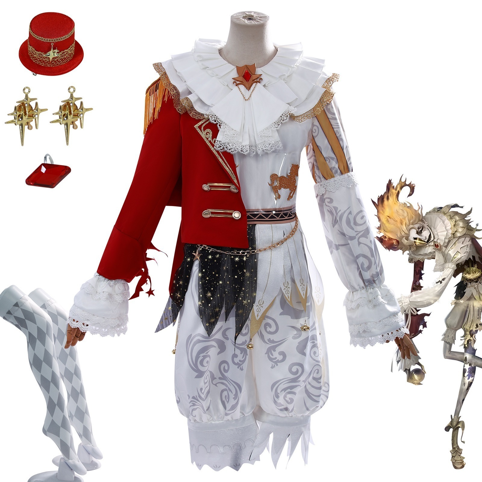 【人気爆売れ】第五人格cos コスプレ コスチューム喧騒星王玩具商が泣く道化師コスプレ にじげんキャラクターいしょう