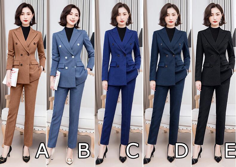 限定カラー秋冬 新品 厚手上品 無地 6色 パンツスーツ 2点セット 長袖ジャケット＋９分丈パンツ/スカート ビジネス スリムスーツ 通勤 OL 着痩せ フォーマル レディーススーツ S～3XLママス