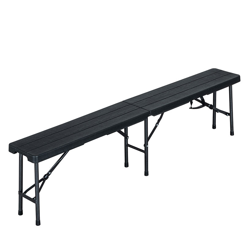 折りたたみ ガーデンベンチ 幅179cm ベンチ ブラック ラタン調 木目調 バルコニー 屋外 アウトドア ベランダ テラス 折り畳み