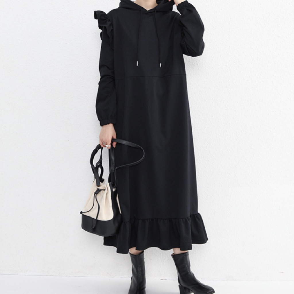 レディース ワンピース 膝下 ミモレ ロング セミフレア Aライン 裾ワイド フェミニン フリル 切り替えデザイン かわいい 大人可愛い きれいめ シンプル カジュアル 上品 おしゃれ こなれ感 ラフ