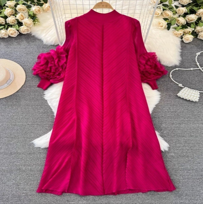 レディース ワンピース フレア ロング 長袖 ハイネック タートルネック Aライン フリル かわいい 大人可愛い きれいめ 上品 おしゃれ レトロ こなれ感 ガーリー エレガント モダン 存在感 7,410円