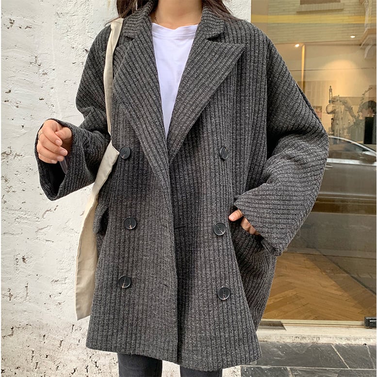 2color レディース コート アウター チェスターコート ビックシルエット ゆるカジ