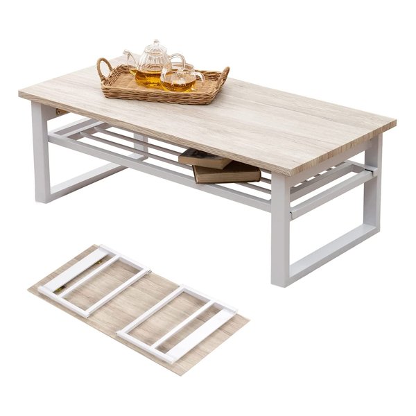 折れ脚テーブル 約 幅90×奥行45×高さ32.5cmホワイト LT-4398WH 7,956円