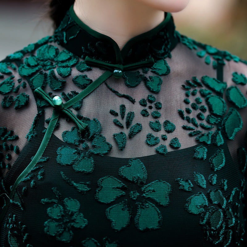 ワンピースドレスドレス修正された二重層の群れ2025レトロ民族スタイルフィルックヤングロングエレガントな群れチャイナドレス