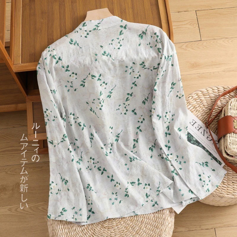 ブラウス レディース 春秋の新作 中華風 綿麻長袖 ゆったりしたシャツ 上着 ボタンで留める ブラウス レディスの上着 4,773円