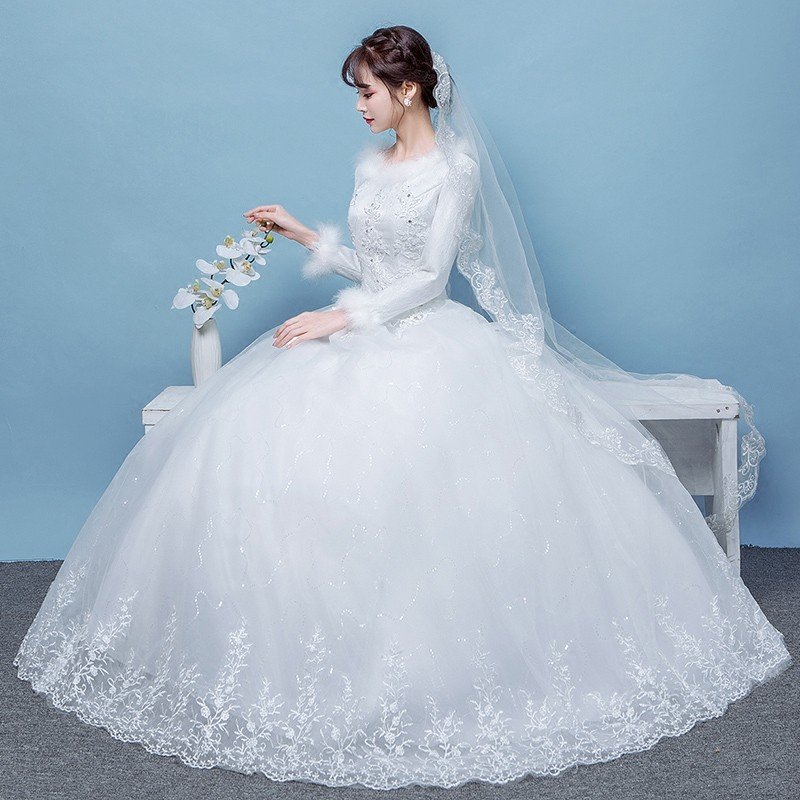 ウエディングドレス 結婚式 二次会 ウェディングドレス 安い 長袖 プリンセス エンパイア 花嫁 ドレス 秋冬 防寒 ロングドレス ブライダル 白 大きいサイズ